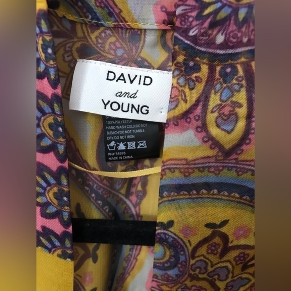 David And Young Womens Semi Sheer Paisley Print Flowy Lightweight Kimono Size OS - Picture 14 of 15